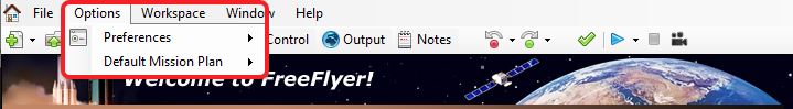 The Options Menu in FreeFlyer