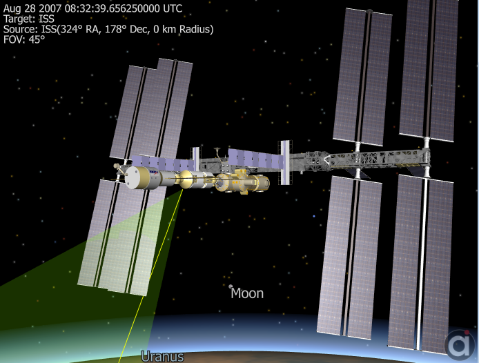 Vector intersecting the solar array.