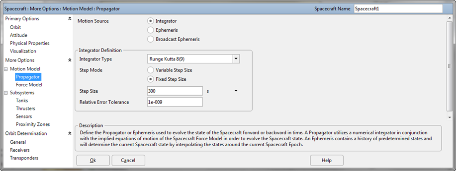 Spacecraft Propagator Editor